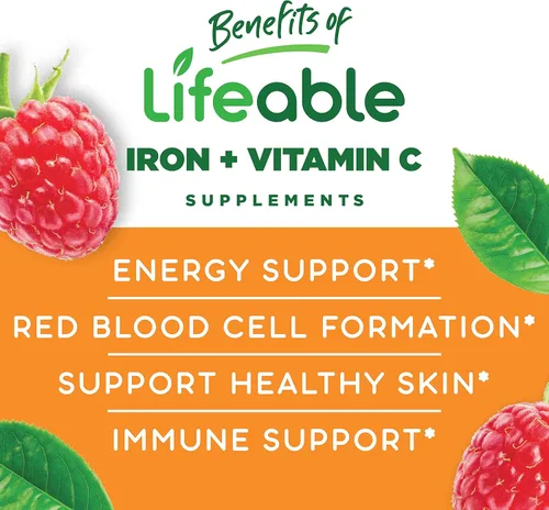 Miniatura 4 de Lifeable Iron & Vitamin C Kids + Zinc 50 mg, paquete de gomitas - Gran sabor, suplemento vitamínico, sin gluten, sin OMG, gomita masticable