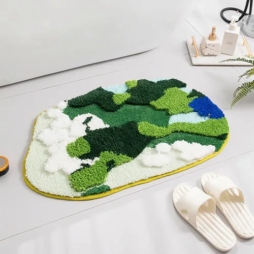 Miniatura 17 de UKELER ELER - Bonita alfombra de baño Chill Pill, azul, absorbente, antideslizante, lavable, suave, lanuda alfombra de ducha de 27.5 x 15.5 pulgadas