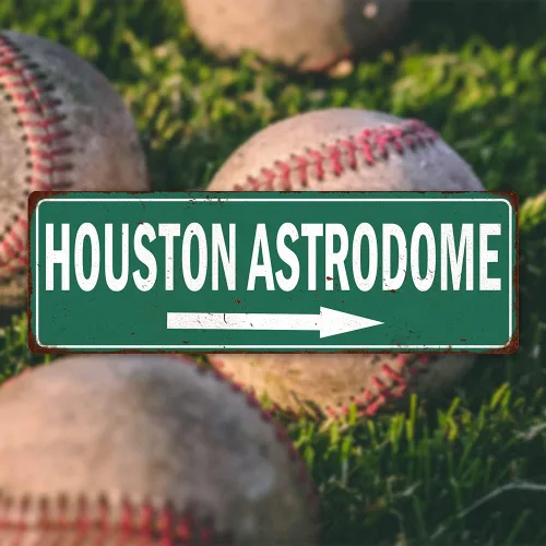 Houston Astrodome Sign Decoración de béisbol Vintage Ballpark Decoración Letreros de Estaño Placa de Arte de Pared Regalo Deportivo 6 x 18 Metal de