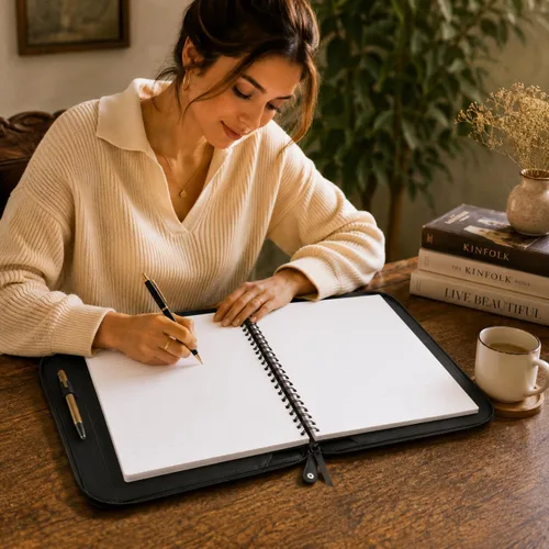 Miniatura 9 de Funda de cuero de grano completo resistente (8.5 x 11 pulgadas), recargable Cahier XXL, cuaderno en espiral recargable (8.5 x 11 pulgadas), funda