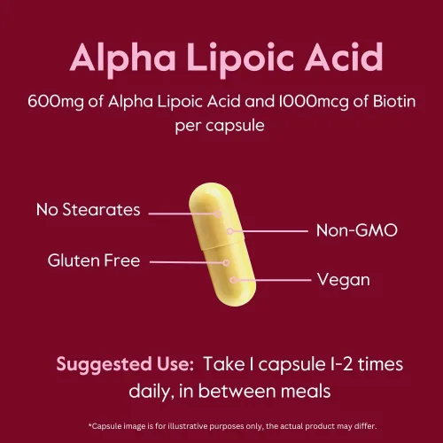 Miniatura 5 de BESTVITE Ácido alfa lipoico de alta resistencia, 600 mg (por cápsula) con biotina para mejorar la absorción (120 cápsulas vegetarianas), sin