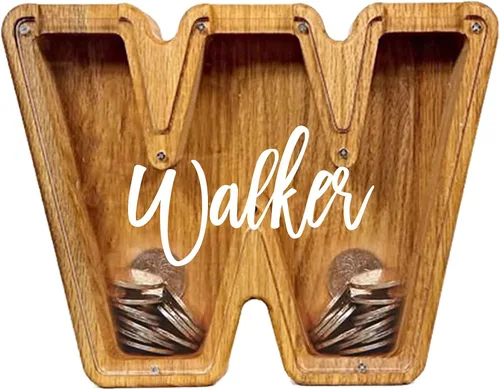 Miniatura 18 de Alcancía de madera grande personalizada, 7.5 pulgadas, con ventana acrílica fácil de abrir, caja de ahorro de dinero inicial para niños y niñas