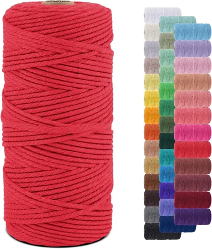 Miniatura 98 de Cuerda de macramé de 0.079 in para 219 yardas, cuerda de algodón natural para manualidades, hilo de cuerda de macramé de colores para colgar