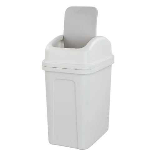 Miniatura 2 de Asking Cubo de basura pequeño de 1.8 galones con tapa abatible, cubo de basura de plástico, color gris
