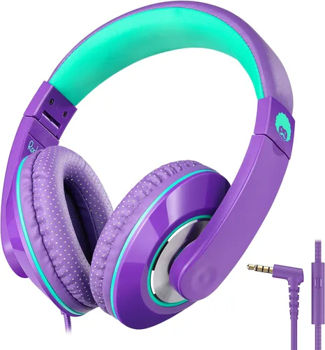 Miniatura 17 de RockPapa Comfort Audífonos para la escuela, ligeros, para niños, niñas, adolescentes, con cable de 3.5 mm para reproductor de CD y DVD, tablet, Negro