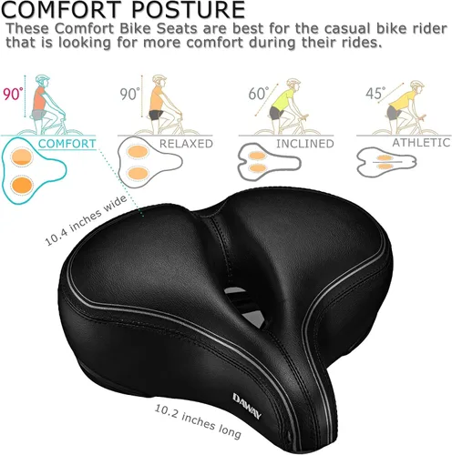Miniatura 3 de DAWAY C30 Asiento de Bicicleta Cómodo de Gran Tamaño - Compatible con Peloton, Ejercicio, Bicicletas de Montaña o Carretera, Reemplazo de Sillín