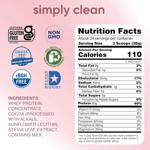 Miniatura 3 de simply tera's Polvo de Proteína de Suero Puro - Polvo de Proteína Limpia de Chocolate Oscuro, Polvo de Proteína de Suero de Leche Alimentada