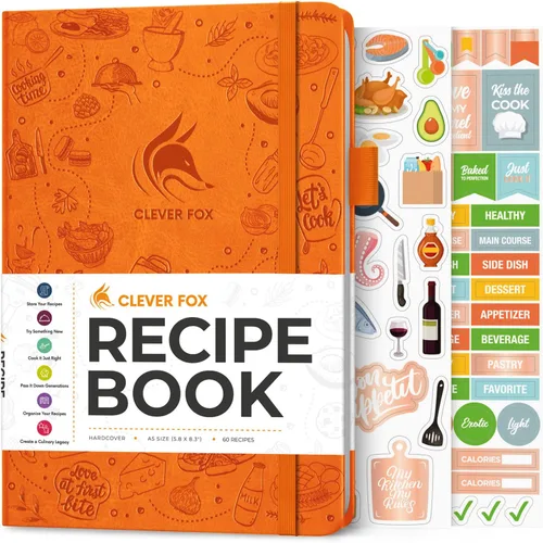 Miniatura 23 de Clever Fox Libro de recetas - Libro de cocina familiar en blanco - Diario de cocina vacío - Organizador de cuadernos para escribir recetas - Turquesa