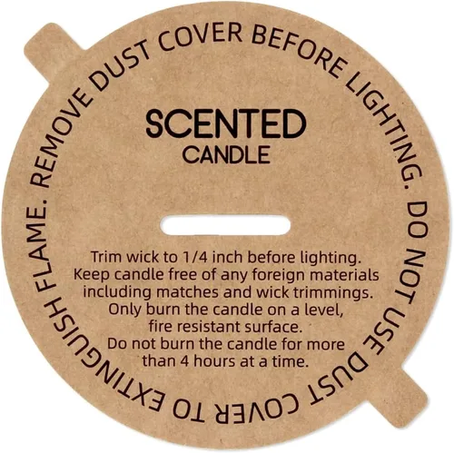 CandMak Cubiertas antipolvo para velas, 160 piezas impresas de papel kraft con tapa antipolvo con lengüeta para hacer velas (2.125 pulgadas)