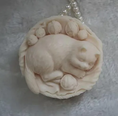 Miniatura 7 de Molde de silicona hecho a mano para jabón, vela, escultura de hielo y más, cuenco de molde de yeso aromático Bowl-Cat