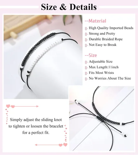 Miniatura 4 de UNGENT THEM Pinky Promise - Pulsera a juego para parejas, alma gemela, hombre, relación a distancia, regalos para mujeres, hombres, él, ella