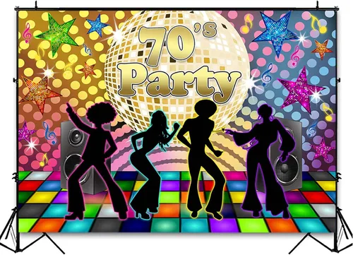 Miniatura 4 de Avezano Fondo de fiesta de regreso a los años 70 para adultos, decoraciones de fiesta de discoteca, bola de discoteca retro de los años 70, Let's