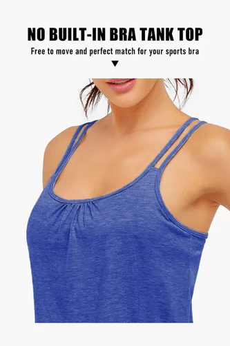 Miniatura 3 de NEWMEEN Blevonh - Camiseta deportiva sin mangas para mujer, cuello redondo, tirantes delgados, espalda cruzada