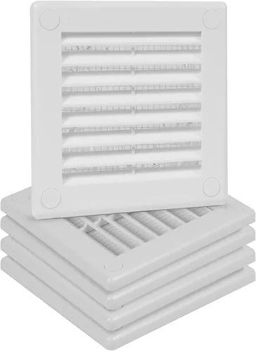 Miniatura 23 de Paquete de 2 cubiertas cuadradas de ventilación de aire de 4" x 4" (tamaño exterior) - Deflector de ventilación de plástico negro - Malla
