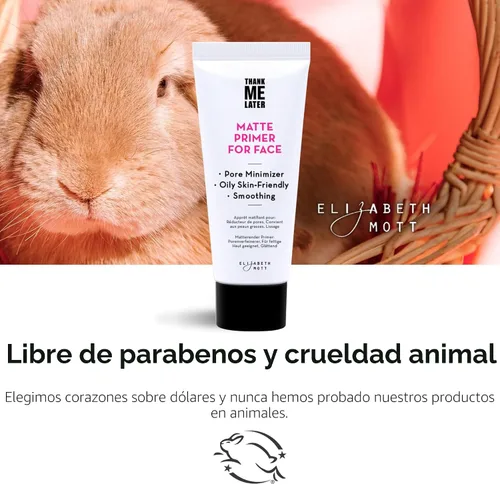 Miniatura 6 de Elizabeth Mott Thank Me Later - Prebase de maquillaje matificante para control de brillo y grasa, minimiza los poros, oculta líneas finas y arrugas