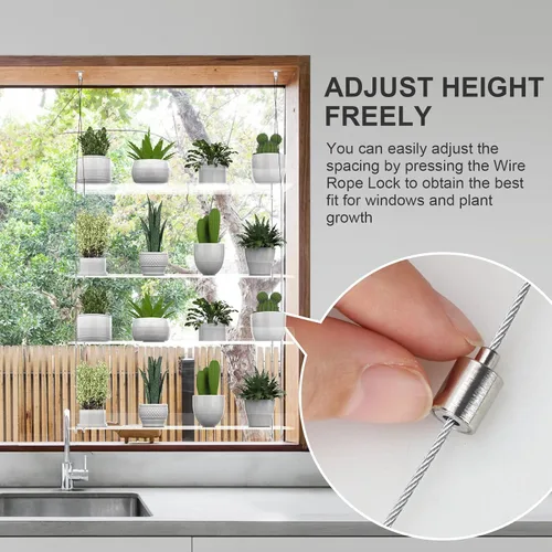 Miniatura 6 de Estantes transparentes colgantes de 2 niveles para plantas en ventanas, estante acrílico de ventana y pared para plantas para cocina, jardines