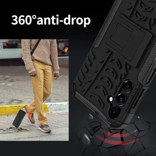 Miniatura 3 de para Samsung Galaxy A15 5G Funda con protector de pantalla de 2 paquetes, grado militar a prueba de golpes, cubierta acolchada resistente con Negro