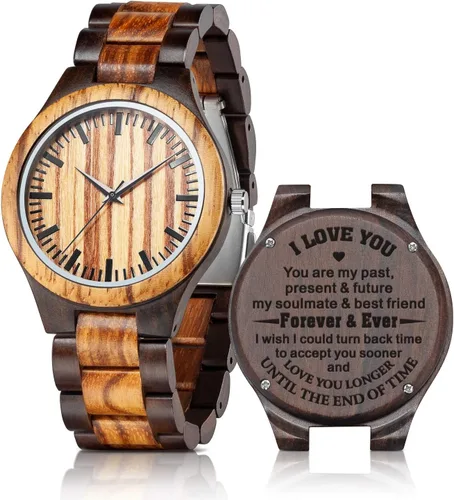 Relojes de madera grabados personalizados Relojes de madera de cumpleaños o aniversario personalizados para hombres, marido, novio, papá, hijo