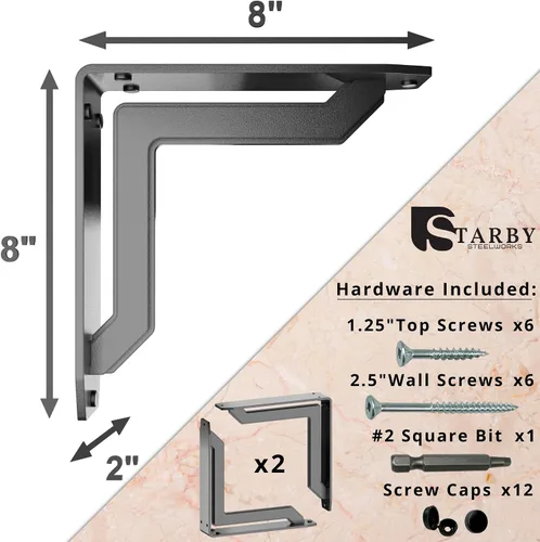 Miniatura 105 de Starby Charleston Soportes de acero resistente para repisa de chimenea, estante flotante, soporte de encimera, soldado a mano (paquete de 2)