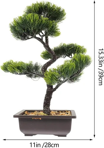Miniatura 6 de Árbol de pino bonsái artificial, simulación de imitación de planta en maceta, exhibición de escritorio, adornos de maceta de árbol falso, planta
