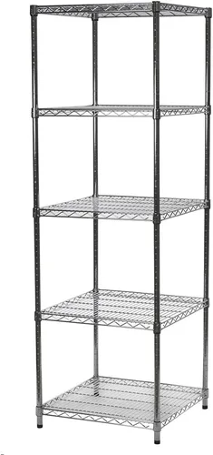 Shelving Inc. Estantería de alambre cromado de 24 pulgadas de profundidad x 24 pulgadas de ancho x 96 pulgadas de alto con estantes de 5 niveles,