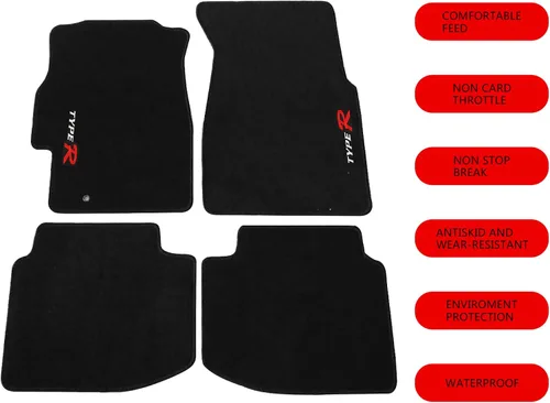 Miniatura 2 de EVPROXP - Alfombrillas compatibles con Civic 96-00, juego de 4 piezas, de nailon negro, con tipo R