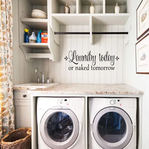 Miniatura 3 de ZSSZ - Adhesivo decorativo para la pared con texto en inglés "Laundry Today or Naked Tomorrow