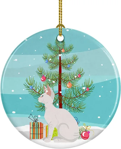 Miniatura 79 de Caroline's Treasures Adorno de cerámica con texto en inglés "Merry Christmas" para colgar en el árbol de Navidad, decoración para el hogar, Navidad