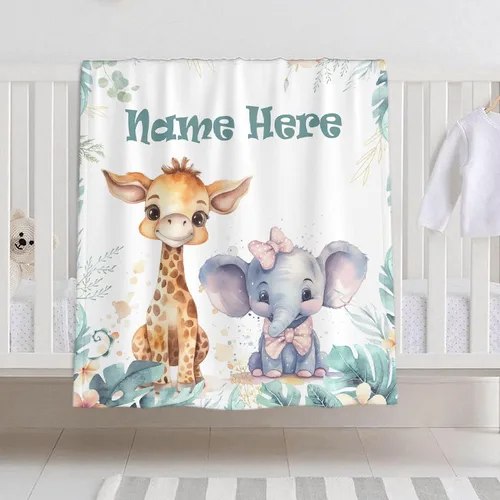 Miniatura 19 de Manta de bebé personalizada para niñas y niños, manta de bebé personalizada con nombre de bosque de animales para niños pequeños, baby shower