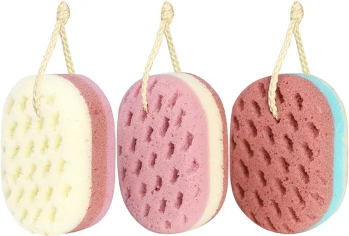 Esponja de baño para mujeres, hombres, adultos, niños, 3 piezas. Esponja de esponja para baño, esponja corporal para baño, accesorios de baño de