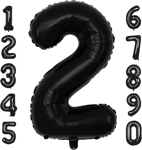 Miniatura 27 de Globos de 40 pulgadas negros con número 0 de helio, globos negros gigantes con número 0 para decoraciones de fiesta de cumpleaños, aniversario, baby