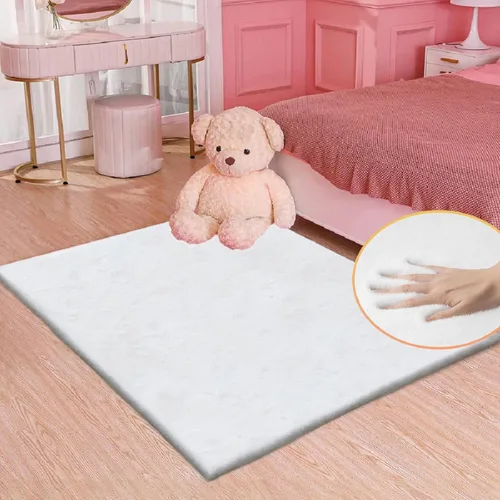 Miniatura 57 de ORINOVA Alfombra de felpa marrón claro beige de 8 x 10 pies para sala de estar, alfombra bohemia esponjosa de piel de conejo grande para dormitorio