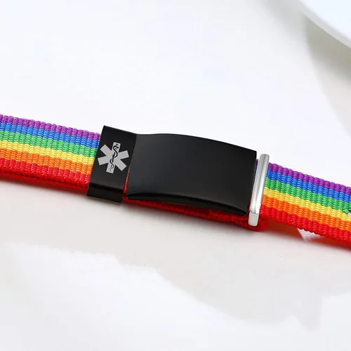 Miniatura 5 de Pulseras de identificación médica personalizadas para hombres y mujeres pulseras de alerta médica de emergencia grabado gratuito pulsera de nailon