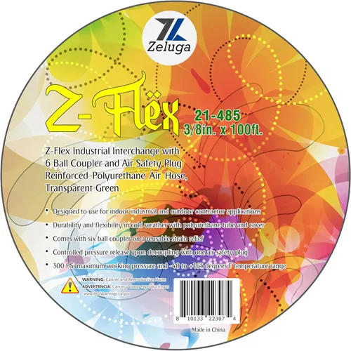 Miniatura 11 de Zeluga Z-Flex - Intercambio industrial con acoplador de bola y enchufe de seguridad de aire, manguera de aire de poliuretano reforzado 300 PSI
