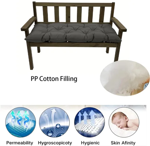 Miniatura 6 de Cojín de banco para exteriores, color negro, antideslizante, para muebles de exterior, almohadillas gruesas para sillas de patio de 40 pulgadas