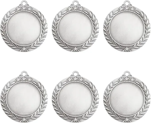FINGERINSPIRE Medallas de premio en blanco de 1.71 pulgadas Medallas de plata Grupo de medallas de plata redondas planas Regalo de premio Haz tus