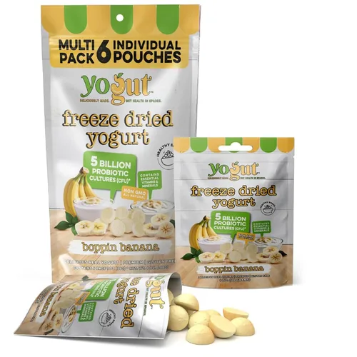 Miniatura 9 de YoGut Bocadillo de yogur liofilizado, arándano, paquete de 6, aperitivos saludables para niños, niños pequeños y adultos, sin gluten, sin OMG, con 5