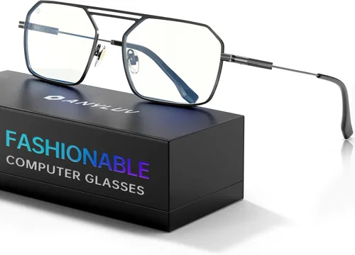 ANYLUV Gafas de luz azul para hombres y mujeres, gafas de protección ocular para juegos, lentes de computadora con bloqueo de luz azul de metal para