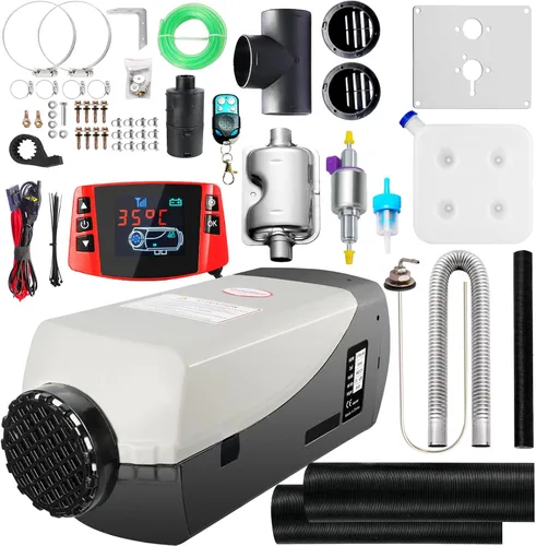 Miniatura 11 de WAYSKA - Calentador de aire diésel de 12 V, 1.3 galones, 2 kW, silenciador, calentador de estacionamiento diésel con termostato LCD y control remoto