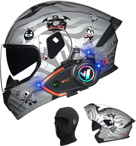 Miniatura 25 de Cascos de motocicleta para hombre, aprobado por DOT, casco de motocicleta de cara completa para adultos, casco de motocicleta con doble visera, D