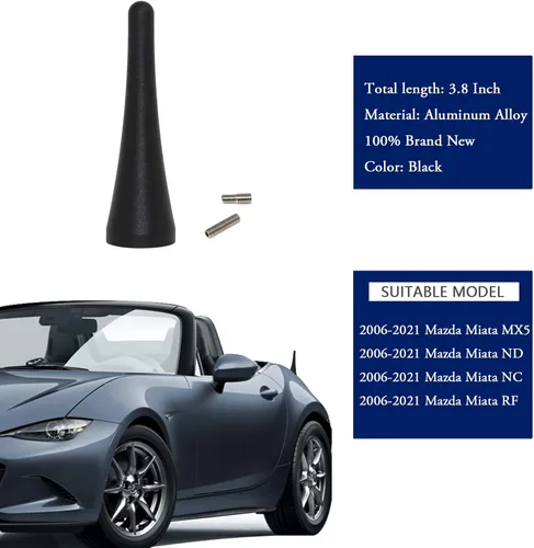 Miniatura 6 de Anina Mástil de antena de 3,8 pulgadas para Mazda Miata 2006-2022 MX5-ND-NC-RF Antena de radio rechoncha de aleación de aluminio