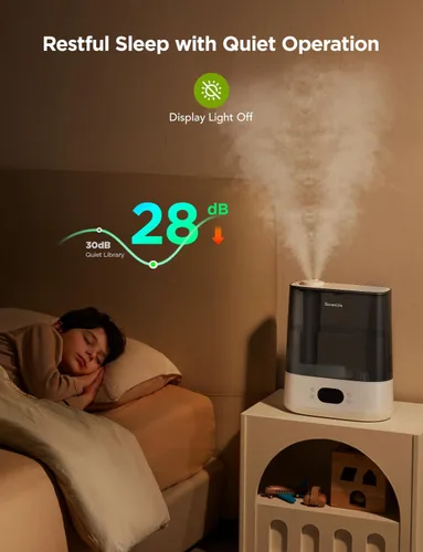 Miniatura 5 de GoveeLife Humidificadores inteligentes para dormitorio, llenado superior de niebla fría de 6 litros para habitación grande, sensor de humedad, modo