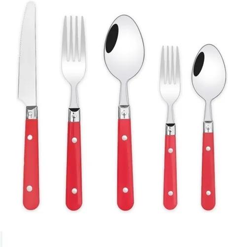 Juego de cubiertos de acero inoxidable grueso, 5/20/30 piezas, servicio para 1/4/6, cuchillo de carne y tenedor, cuchara de postre, cuchara de té,