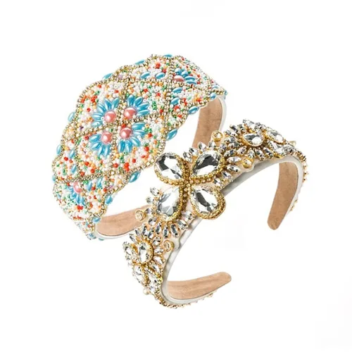 Miniatura 9 de Diadema de moda para mujer, diadema decorativa de diamantes de imitación anchos para mujer, accesorios para el cabello para mujeres y niñas