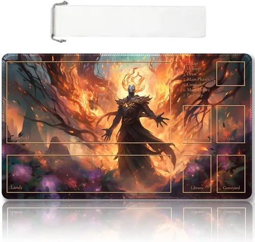 Miniatura 33 de DAUXID Tapete de juego MTG cosido de alta calidad con zonas y parte trasera de goma antideslizante, tapete de juego TCG para MTG y otros
