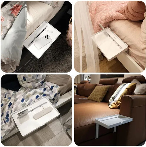 Miniatura 6 de Sleeper Soporte para teléfono y organizador de cables forrado con silicona para mesita de noche antideslizante, espacio pequeño, debajo del colchón