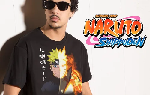 Miniatura 3 de Ripple Junction Naruto Shippuden Men's Short Sleeve T-Shirt Naruto Link Mode Bijuu Kurama Beast Chakra Officially Licensed