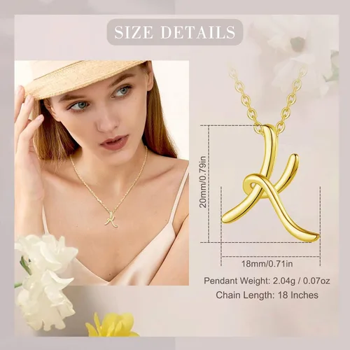 Miniatura 152 de EUDORA Collares de plata esterlina con inicial para mujer, regalos clásicos de 26 letras sin cuello para niñas, hermana, madre hija, cadena de 18