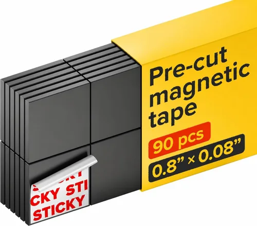 Miniatura 11 de Imanes Hiper-Adhesivos con Respaldo Adhesivo - 45 piezas de 1.2x0.08" Cuadrados Magnéticos Fuertes para Pizarra Blanca y Refrigerador - Calcomanías