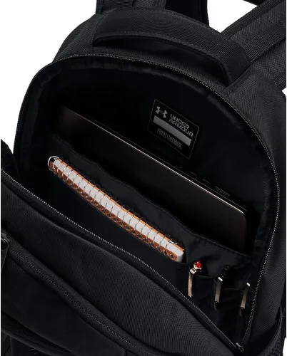 Miniatura 4 de Under Armour Mochila unisex para adultos Hustle 6.0, (003) negro negro negro, Talla única, se adapta a la mayoría